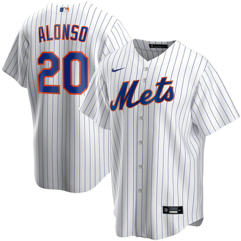 2020 MLB Men New York Mets 20 Pete Alonso Nike White Home 2020 Replica Player Jersey 1